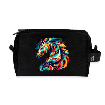 Horse - Recycled Toiletry Zip Bag - black - Front