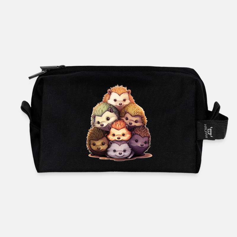 Igel - Recycelte Kulturtasche - Schwarz