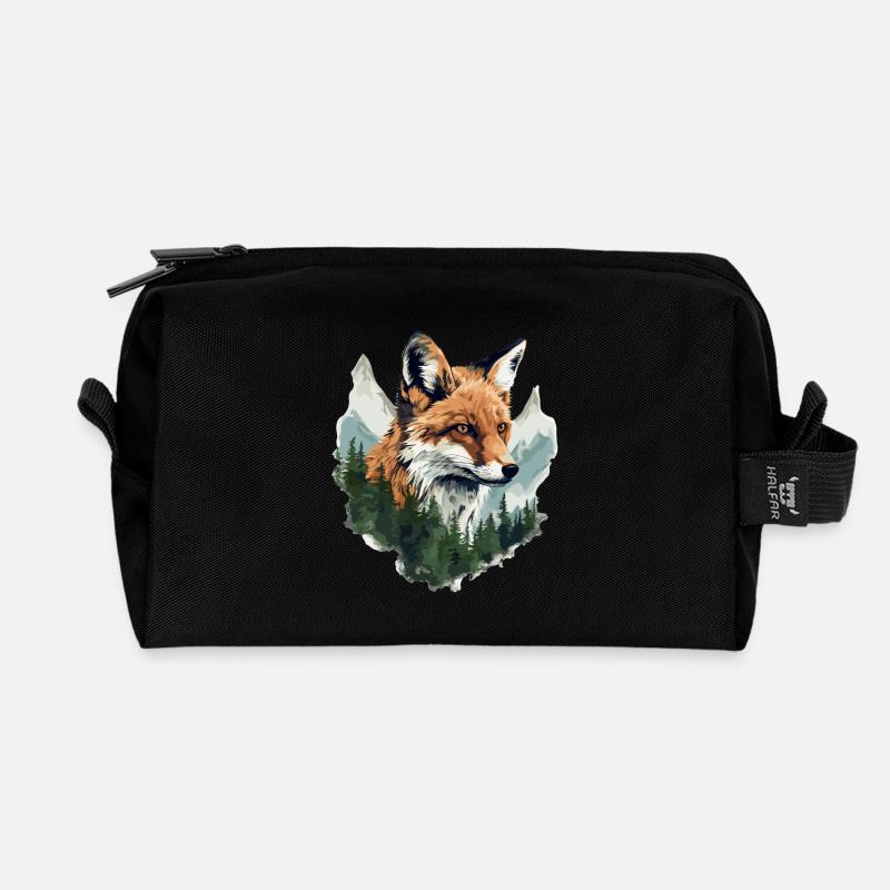 Fuchs Wald Berge Füchse Natur Bäume Tiere - Recycelte Kulturtasche - Schwarz