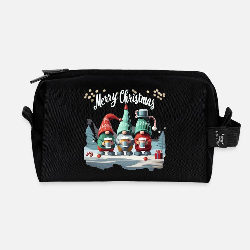 MERRY CHRISTMAS - Recycled Toiletry Zip Bag - black