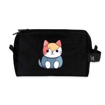 Katze - Kawaii Style - Recycelte Kulturtasche - Schwarz - Vorne