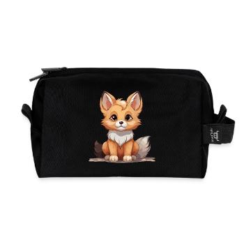 Fuchs - Kawaii Style - Recycelte Kulturtasche - Schwarz - Vorne