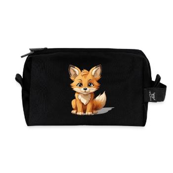 Fuchs - Kawaii Style - Recycelte Kulturtasche - Schwarz - Vorne