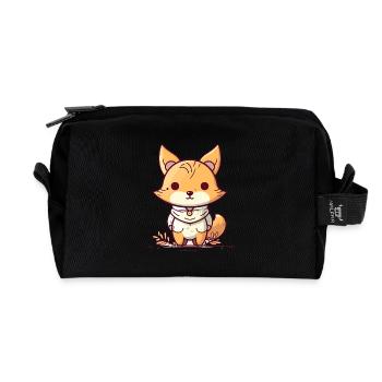 Fuchs - Kawaii Style - Recycelte Kulturtasche - Schwarz - Vorne