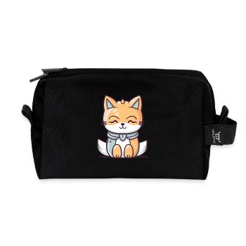 Fuchs - Kawaii Style - Recycelte Kulturtasche - Schwarz - Vorne