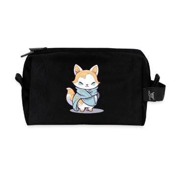 Fuchs - Kawaii Style - Recycelte Kulturtasche - Schwarz - Vorne
