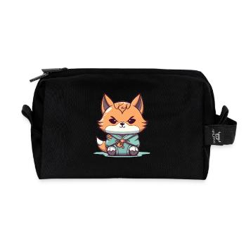Fuchs - Kawaii Style - Recycelte Kulturtasche - Schwarz - Vorne
