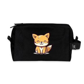 Fuchs - Kawaii Style - Recycelte Kulturtasche - Schwarz - Vorne