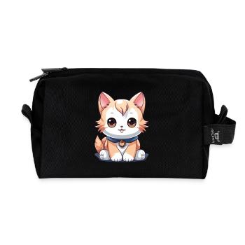 Katze - Kawaii Style - Recycelte Kulturtasche - Schwarz - Vorne