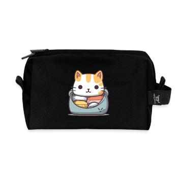 Katze - Kawaii Style - Recycelte Kulturtasche - Schwarz - Vorne