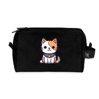Katze - Kawaii Style - Recycelte Kulturtasche - Schwarz - Vorne