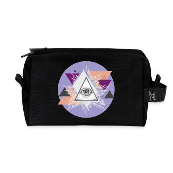 Geometric Triangular Eye with Auras - Recycled Toiletry Zip Bag - black - Front