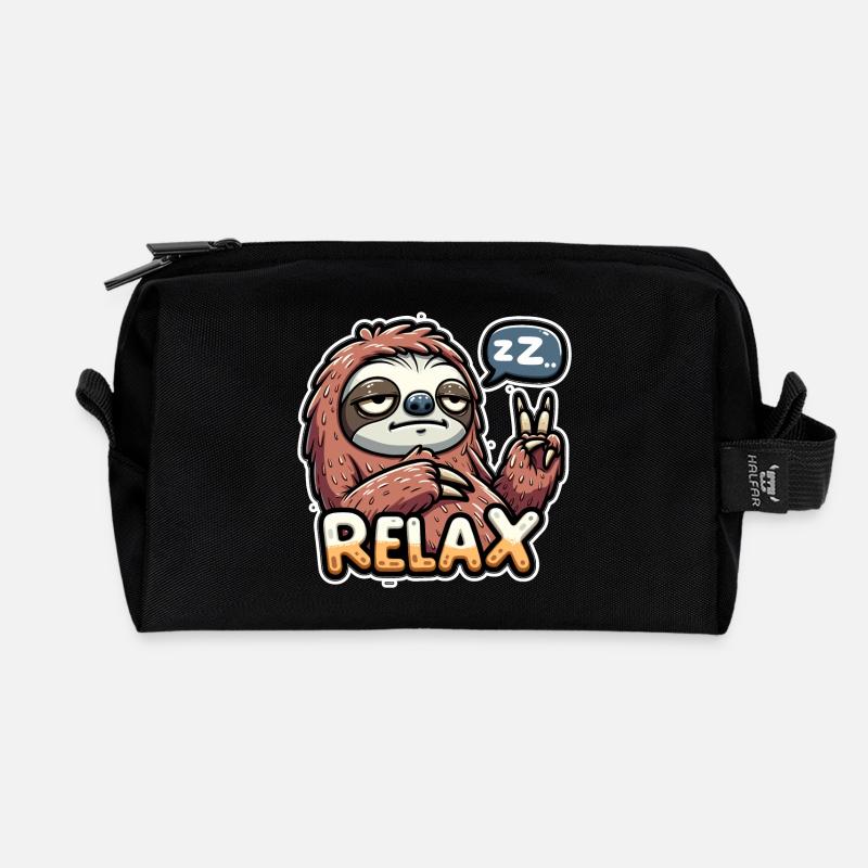Faultier relaxen chillen und ausruhen - Recycelte Kulturtasche - Schwarz