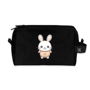 Hase - Kawaii Style - Recycelte Kulturtasche - Schwarz - Vorne