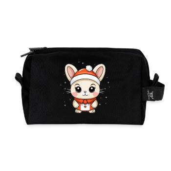Hase Weihnachts Design - Kawaii Style - Recycelte Kulturtasche - Schwarz - Vorne