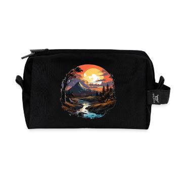 Landscape - Illustration - Recycled Toiletry Zip Bag - black - Front