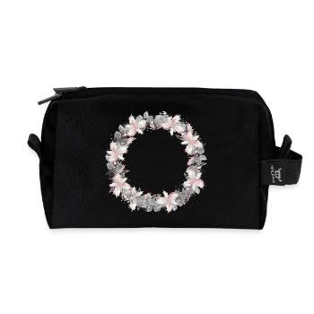 couronne argentée d’eucalyptus et de houx - Trousse de toilette en tissu recyclé - noir - Devant