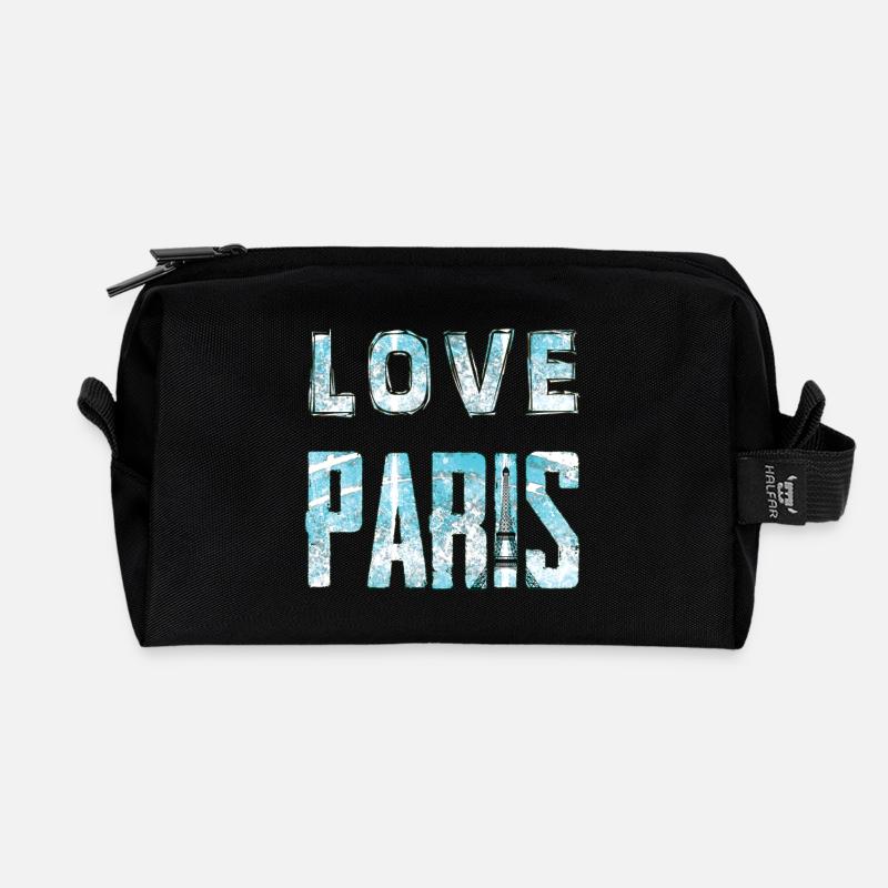 Love Paris Wasser-Effekt Design - Recycelte Kulturtasche - Schwarz