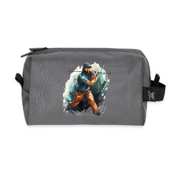 Golf Player - Illustration - Recycled Toiletry Zip Bag - anthracite - Front