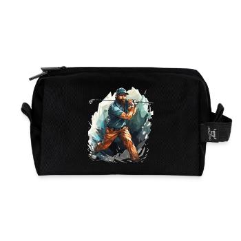 Joueur de golf - Illustration - Trousse de toilette en tissu recyclé - noir - Devant