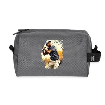Golf Player - Illustration - Recycled Toiletry Zip Bag - anthracite - Front
