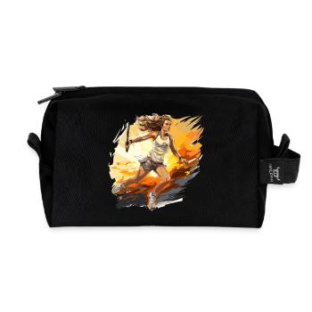 Joueur de tennis - illustration - Trousse de toilette en tissu recyclé - noir - Devant