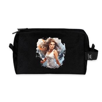 Joueur de tennis - illustration - Trousse de toilette en tissu recyclé - noir - Devant