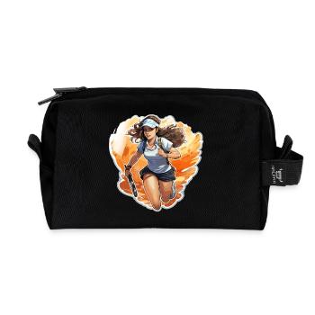Joueur de tennis - illustration - Trousse de toilette en tissu recyclé - noir - Devant