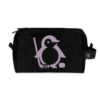 Minimalistischer Pinguin Eishockeyspieler - - Recycelte Kulturtasche - Schwarz - Vorne