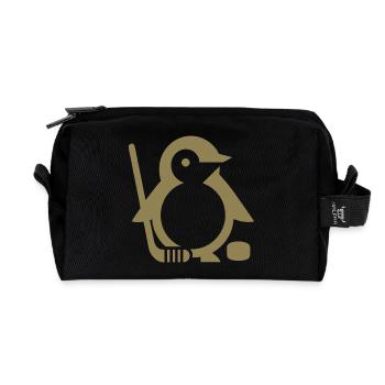 Minimalistischer Pinguin Eishockeyspieler - - Recycelte Kulturtasche - Schwarz - Vorne