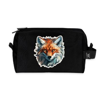 Fuchs - Illustration - Recycelte Kulturtasche - Schwarz - Vorne