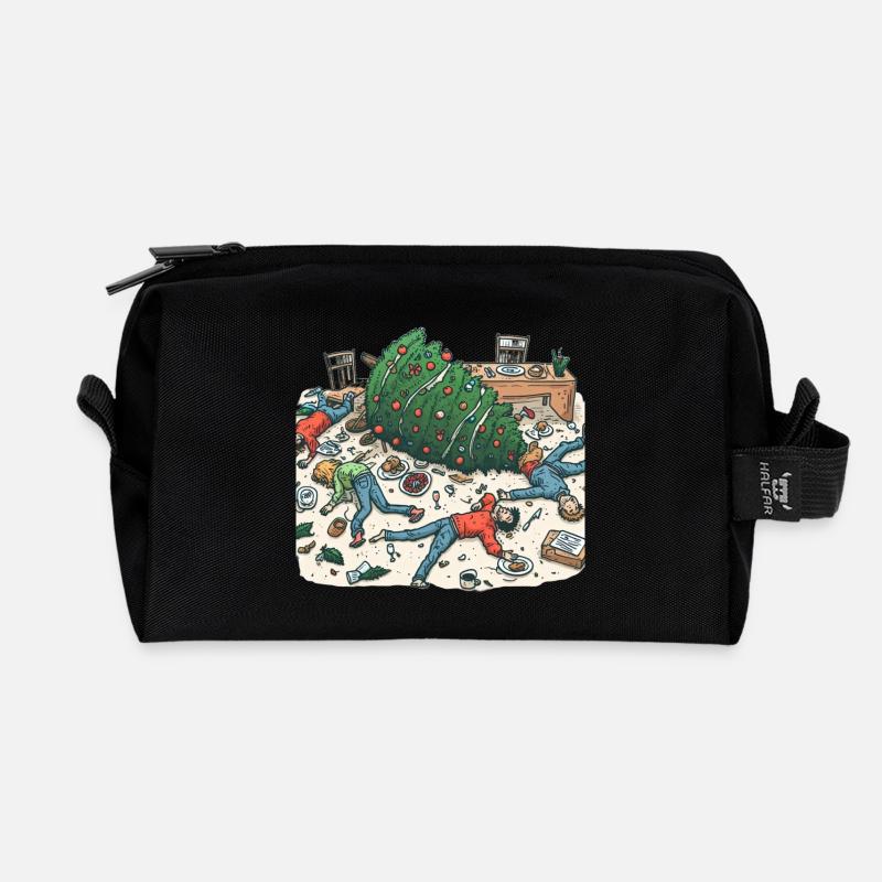 Ausgelassene Weihnachtsbaum-Party - Recycelte Kulturtasche - Schwarz