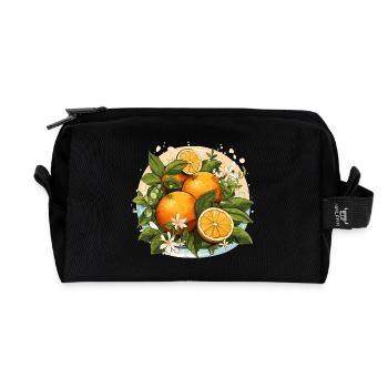 Orange - Illustration - Recycled Toiletry Zip Bag - black - Front