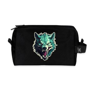 Wolf - Illustration - Recycelte Kulturtasche - Schwarz - Vorne
