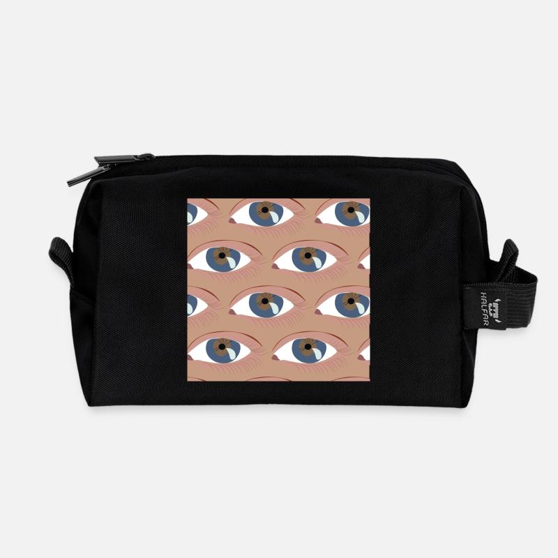 Die Augen aufgereiht - Recycelte Kulturtasche - Schwarz