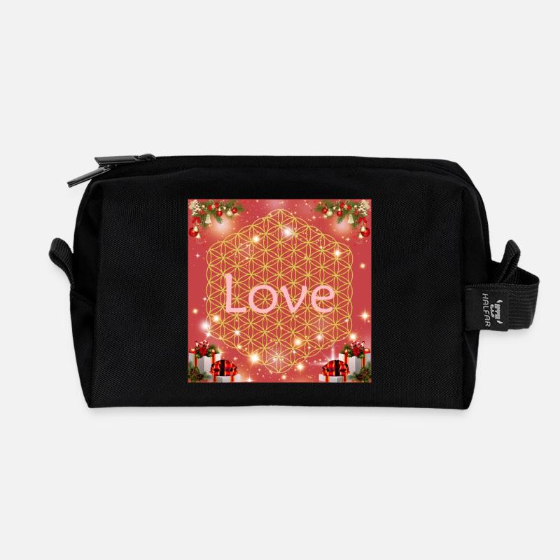 Blume des Lebens Liebe Weihnachten Geschenke - Recycelte Kulturtasche - Schwarz