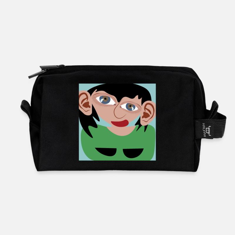 Dark-haired woman - Recycled Toiletry Zip Bag - black