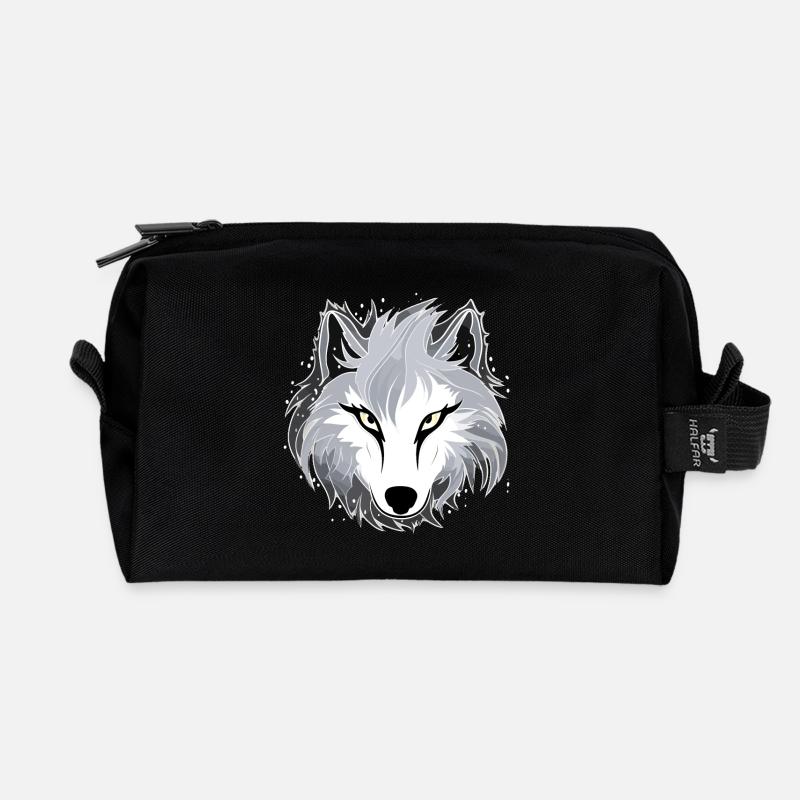 Wolf - Illustration - Recycelte Kulturtasche - Schwarz