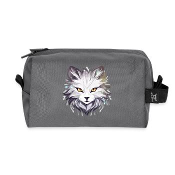 Chat - illustration - Trousse de toilette en tissu recyclé - anthracite - Devant
