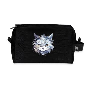 Chat - illustration - Trousse de toilette en tissu recyclé - noir - Devant
