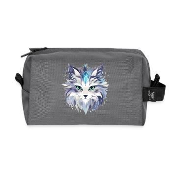 Chat - illustration - Trousse de toilette en tissu recyclé - anthracite - Devant