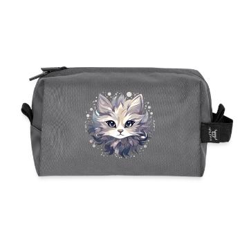 Chat - illustration - Trousse de toilette en tissu recyclé - anthracite - Devant