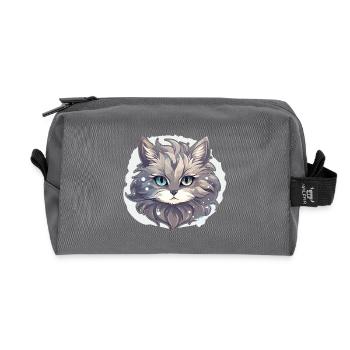 Chat - illustration - Trousse de toilette en tissu recyclé - anthracite - Devant