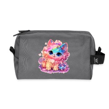 Chat - illustration - Trousse de toilette en tissu recyclé - anthracite - Devant