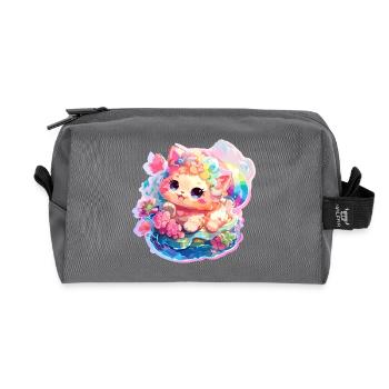 Chat - illustration - Trousse de toilette en tissu recyclé - anthracite - Devant