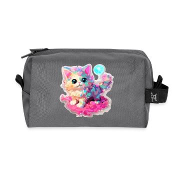 Chat - illustration - Trousse de toilette en tissu recyclé - anthracite - Devant