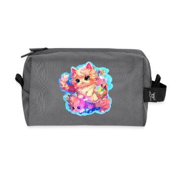 Chat - illustration - Trousse de toilette en tissu recyclé - anthracite - Devant