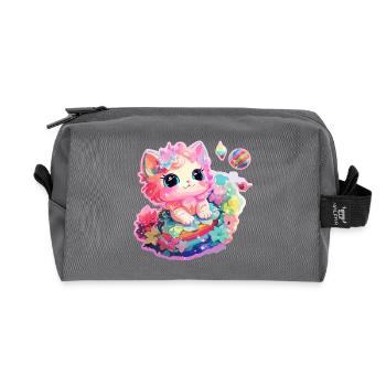 Chat - illustration - Trousse de toilette en tissu recyclé - anthracite - Devant