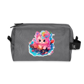 Chat - illustration - Trousse de toilette en tissu recyclé - anthracite - Devant