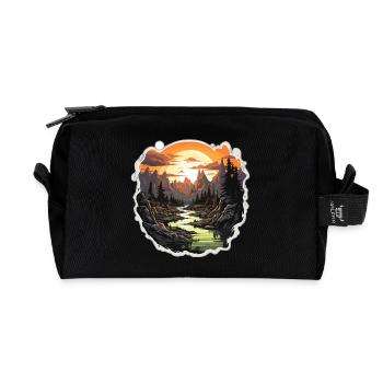 Landscape - Illustration - Recycled Toiletry Zip Bag - black - Front